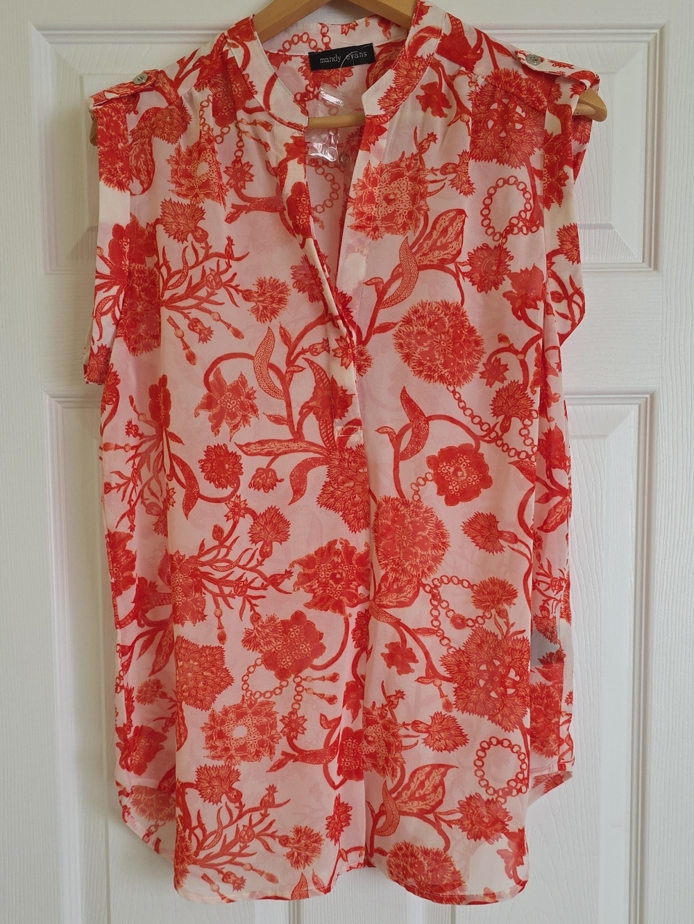 Bright Coral Floral Sleeveless Camisole by mandyevans